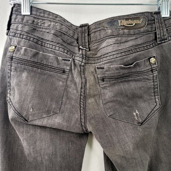 Vintage1 Black Distressed Skinny Jeans Zipper Ankle Stitch Detailing Size 25 - Picture 6 of 15